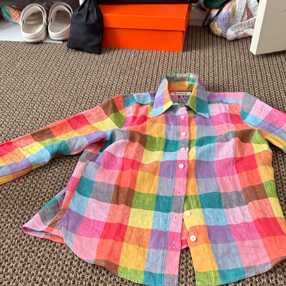 Boden Colorful Checkered women’s shirt NWT 6 regular